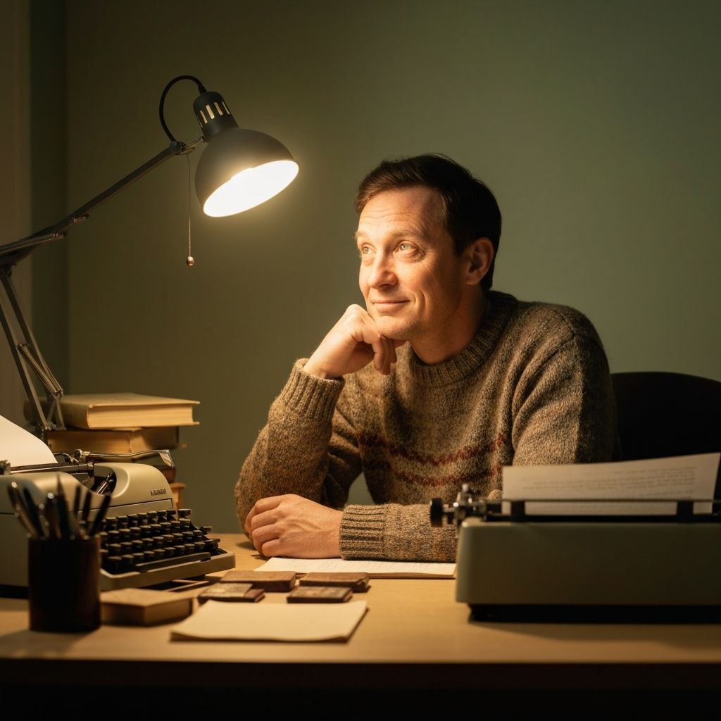 A person at a desk experiencing a quiet moment of clarity while reviewing their notes